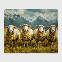 Плед флисовый Четыри овцы в горах, цвет: 3D-велсофт
