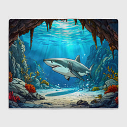 Плед флисовый Акула в океане, цвет: 3D-велсофт