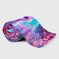 Плед флисовый Песец в неоновом свете, цвет: 3D-велсофт — фото 2