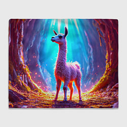 Плед флисовый Лама в неоновых лучах, цвет: 3D-велсофт