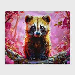 Плед флисовый Росомаха в розовом лесу, цвет: 3D-велсофт