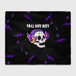 Плед флисовый Fall Out Boy неоновый череп, цвет: 3D-велсофт