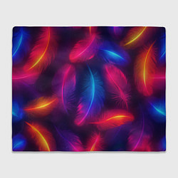 Плед флисовый Вспыхивающие перья - неоновое свечение, цвет: 3D-велсофт