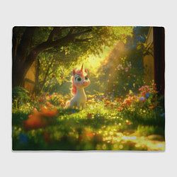 Плед флисовый Единорог в летнем лесу, цвет: 3D-велсофт