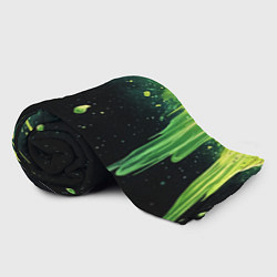 Плед флисовый Зеленая стекающая краска по черному фону, цвет: 3D-велсофт — фото 2