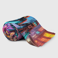 Плед флисовый Minecraft - ai art neon glow, цвет: 3D-велсофт — фото 2