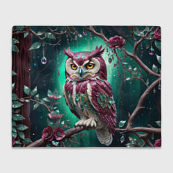 Плед флисовый Волшебная сова в самоцветном лесу, цвет: 3D-велсофт