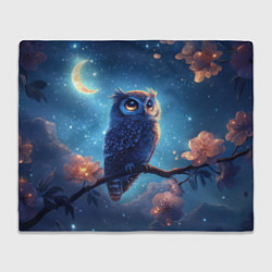Плед флисовый Ночная сова на ветке, цвет: 3D-велсофт