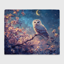 Плед флисовый Сова на фоне ночного неба, цвет: 3D-велсофт