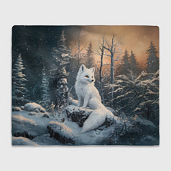 Плед флисовый Белый лисенок в зимнем лесу, цвет: 3D-велсофт