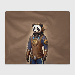 Плед флисовый Крутой панда в стиле стимпанк, цвет: 3D-велсофт