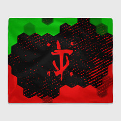 Плед флисовый Doom лого соты текстура, цвет: 3D-велсофт