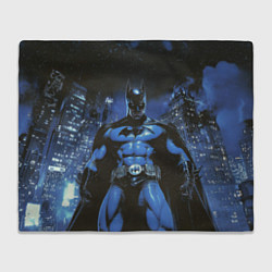 Плед флисовый Бэтмен синий город, цвет: 3D-велсофт