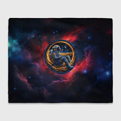 Плед флисовый Космонавт сидит в луне, цвет: 3D-велсофт