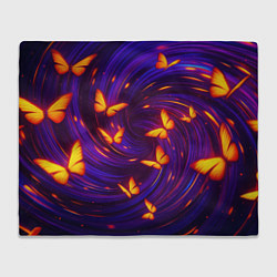 Плед флисовый Бабочки и фон-спираль - эффект перпективы, цвет: 3D-велсофт