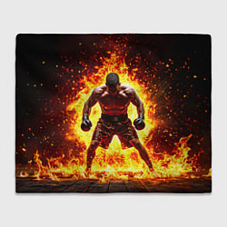 Плед флисовый Боксер в огне, цвет: 3D-велсофт