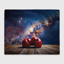 Плед флисовый Боксерские перчатки в космосе, цвет: 3D-велсофт