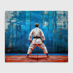 Плед флисовый Дзюдоист на синем, цвет: 3D-велсофт