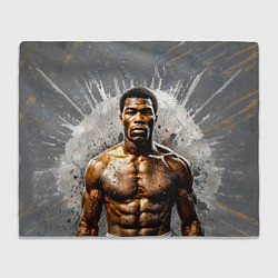 Плед флисовый Мухаммед Али на сером, цвет: 3D-велсофт