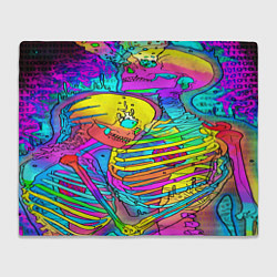 Плед флисовый Черепа неоновые краски, цвет: 3D-велсофт