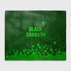 Плед флисовый Black Sabbath - green gradient посередине, цвет: 3D-велсофт