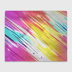 Плед флисовый Брызги краски на белом фоне, цвет: 3D-велсофт