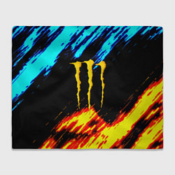 Плед флисовый Monster energy текстура огненная, цвет: 3D-велсофт