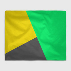 Плед флисовый Жёлто-серо-зелёный трёхцветный, цвет: 3D-велсофт