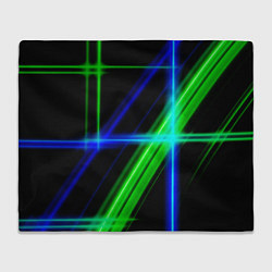 Плед флисовый Color blue black green, цвет: 3D-велсофт