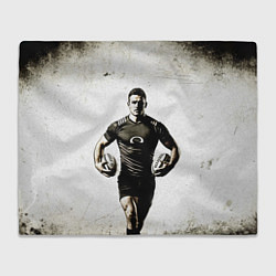 Плед флисовый Регбист с двумя мячами, цвет: 3D-велсофт