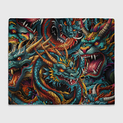 Плед флисовый Татуировка дракона ирезуми, цвет: 3D-велсофт