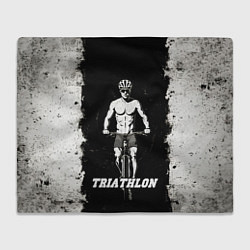 Плед флисовый Триатлонист на черно-белом, цвет: 3D-велсофт
