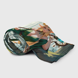 Плед флисовый Эльфийская аниме ведьма среди черепов в мрачном ле, цвет: 3D-велсофт — фото 2