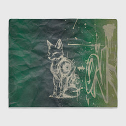 Плед флисовый Кибернетический лис в сепии, цвет: 3D-велсофт