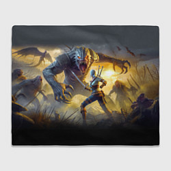 Плед флисовый Ciri vs dark monster - Witcher 4, цвет: 3D-велсофт