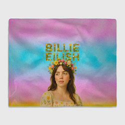 Плед флисовый Билли Айлиш с цветочным венком на голове, цвет: 3D-велсофт