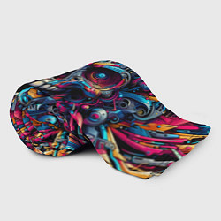 Плед флисовый Colorful cyber skull - pattern, цвет: 3D-велсофт — фото 2