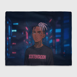 Плед флисовый XXXTentacion - Неоновый аниме арт, цвет: 3D-велсофт
