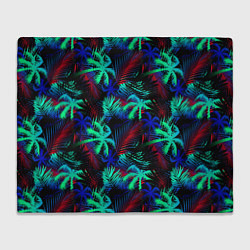 Плед флисовый Palm neon, цвет: 3D-велсофт