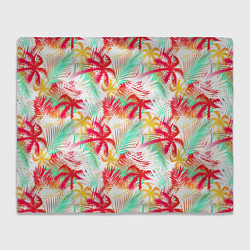 Плед флисовый Palm red yellow, цвет: 3D-велсофт