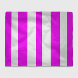 Плед флисовый Color white pink lines, цвет: 3D-велсофт