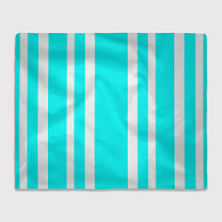 Плед флисовый Color blue white stripes, цвет: 3D-велсофт