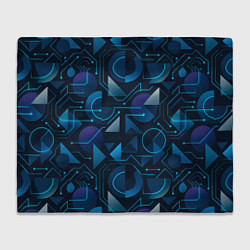 Плед флисовый Футуристическая сине-фиолетовая абстракция с хакер, цвет: 3D-велсофт