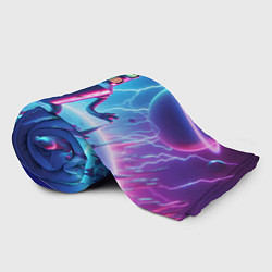 Плед флисовый Bender on neon planet - ai art fantasy, цвет: 3D-велсофт — фото 2