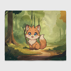 Плед флисовый Кавайная лисичка - аниме, цвет: 3D-велсофт