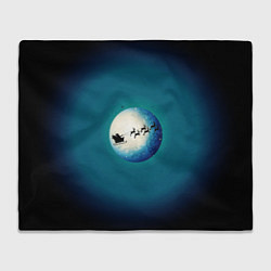 Плед флисовый Санта на оленях - градиент, цвет: 3D-велсофт