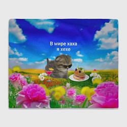 Плед флисовый В мире хаха я хехе, цвет: 3D-велсофт