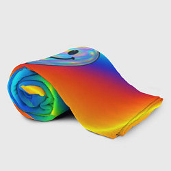 Плед флисовый Синее блестящее сердечко на радужном фоне, цвет: 3D-велсофт — фото 2