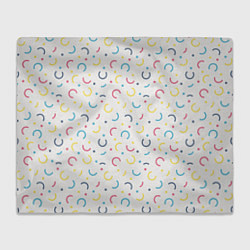 Плед флисовый Цветные точки и дуги на белом, цвет: 3D-велсофт