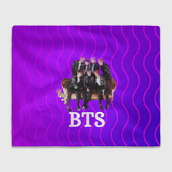 Плед флисовый BTS состав группы на диване, цвет: 3D-велсофт